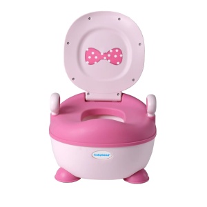 Olita pentru Copii, +1an, Portabila, Design cu Fundita, cu Capac, Compartiment Detasabil, cu Manere, Roz