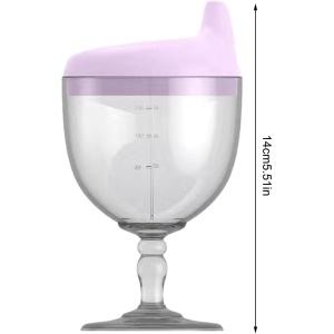 Pahar din Plastic Transparent cu Picior, pentru Copii, 14 x 7.7 cm, cu Cioc Antiscurgere, + 3 Ani, Fara Maner, Mov - Img 3