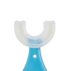 Periuta de Dinti in Forma de U, varsta 2-6 ani, Peri Moi, 9 cm, Model Inima, Culoare Albastru - Img 2