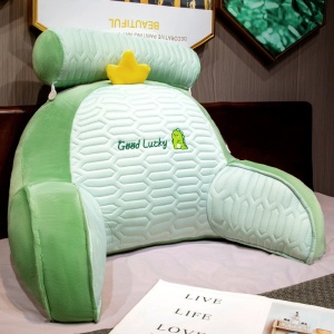 Perna Multifunctionala, Spatar pentru Pat, Protectie Lombara, Marime Medie, 60 x 40 cm, din Latex, Model Dinozaur, Verde - Img 2
