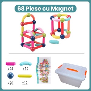 Piese Magnetice pentru Copii, Set din 68 de Piese de diferite Culori, Multicolor - Img 2