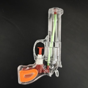 Pistol cu Apa, pentru Copii, din Plastic, 16 x 5 x 2 cm, Transparent/Portocaliu - Img 5