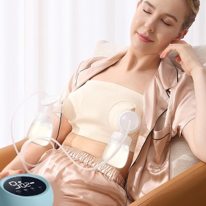 Pompa de San Electrica 2 in 1, cu 2 Biberoane, Capacitate 180 ml, Incarcare USB Tip C, 1200 mAh, 2 Moduri, 9 Viteze, Albastru Transparent - Img 3
