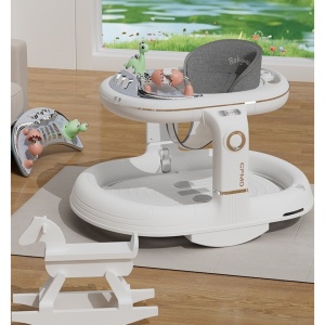 Premergator 4in1, Antemergator, Balansoar, Scaun de Masa, Functie Muzicala, din ABS, Roti Universale, Inaltime Reglabila, Sistem Antirasturnare, Greutate Portanta 25 kg, +6 Luni, Alb - Img 4