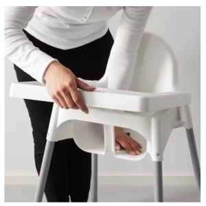 Scaun de Masa, pentru Bebelusi si Copii 6-36 Luni, din Plastic/Metal, Centura in 2 Puncte, Tava Detasabila, 63 x 57 x 85 cm, Alb - Img 2
