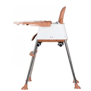 Scaun de Masa Pliabil 3in1, Multifunctional, 3 Pozitii, Masuta si Husa Detasabile, Roti, Ajustare Inaltime, Maro - Img 3