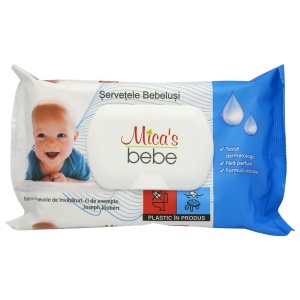 Servetele Umede, Mica's Bebe, pentru Bebelusi, cu Capac, 60 buc, Sensitiv