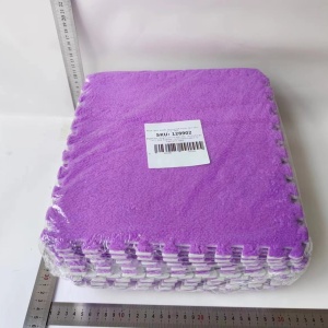 Set 10 Piese Covor tip Puzzle, Spuma EVA, Pufos, 30 x 30 x 1 cm, Mov - Img 5