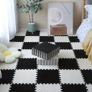 Set 10 Piese Covor tip Puzzle, Spuma EVA, Pufos, 30 x 30 x 1 cm, Negru - Img 3