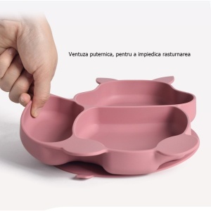 Set 10 piese diversificare bebelusi si copii din silicon roz pudrat - Img 6