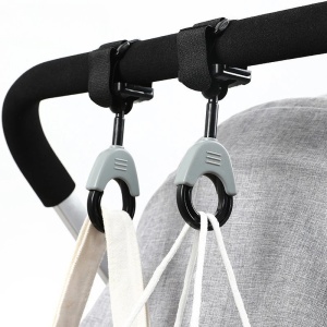 Set 2 Carlige pentru Carucior, din Plastic si Velcro, Sarcina Maxima 2 kg, Negru - Img 5