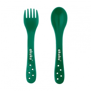 Set 2 tacamuri Akuku in cutiuta transparenta de depozitare, Verde - Img 3