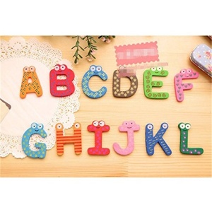 Set 26 Magneti de Frigider pentru Copii, Model Alfabet A-Z, Figurine Amuzante, din Lemn, Multicolor - Img 3