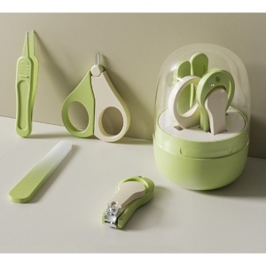 Set 4in1 de Ingrijire Unghii pentru Bebelusi, Cutie de Depozitare Tip Borcan, 0-6 Ani, 10 x 7 x 6 cm, Verde - Img 5