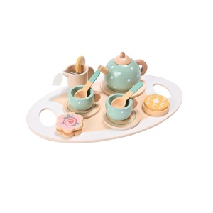 Set de Ceai din Lemn, 15 Piese, Vopsea Ecologica, +36 Luni, Multicolor Pastel - Img 2