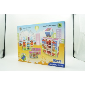 Set inteligent de cuburi magnetice pentru copii, 10 piese, cutie depozitare, puzzle parc de distractii, +3 ani, multicolor - Img 3