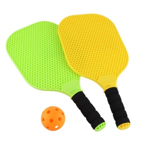 Set Joc de Ping-Pong, 2 Palete, 1 Minge, + 6 Ani, 37.5 x 18 x 3 cm, Galben/Verde - Img 2