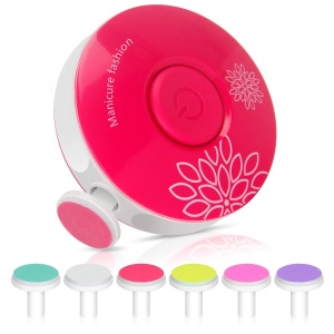 Set Pila Electrica pentru Copii si Bebelusi, ABS, Incarcare USB, Model cu Flori, 6 Accesorii, cu Lumina LED, Fucsia - Img 5