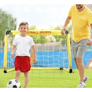 Set Poarta de Fotbal pentru Copii, 60x90 cm, Minge, Cartonase, Pompa, Fluier, Interactiv, Distractiv, Galben - Img 5