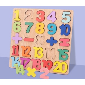 Tabla Montessori, din Lemn, Educatie Timpurie Cifre, 25 Piese Lemn, +18 Luni, 20 x 20 cm, Vopsea pe Baza de Apa, Multicolor - Img 2