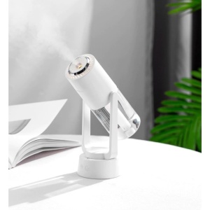 Umidificator si Purificator aer ultrasonic portabil, rezervor 200ml, cu ioni negativi, LED 7 culori, rotatie 360 grade, Alb - Img 3