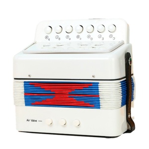 Acordeon Pentru Copii, Acordeon Jucarie pentru Educatie Timpurie, 7 butoane 2 bass, Acordeon Instrument Muzical pentru Copii, 18 x 17 x 10 cm, Alb