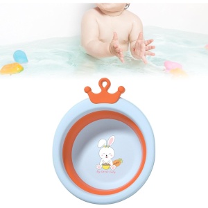 Cada Pliabila pentru Baie pentru Copii, Cadita pentru Bebelusi, Model Rotund cu Iepuras, Blue, 30x31x3.5 cm, 3.3 L - Img 6