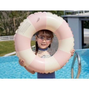 Colac de inot gonflabil pentru copii, In dungi Roz- Galben, diametru 66 cm - Img 2