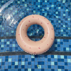 Colac de inot gonflabil pentru copii, Portocaliu, Model cu cirese, diametru 70 cm - Img 2
