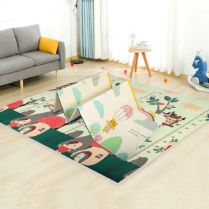 Covoras pentru Copii, cu 2 Fete, Model Ursulet/Catelusi, din XPE+PE, Impermeabil, Antiderapant, Protectie Termica, +3 Luni, Pliabil, 150 x 200 x 1.5 cm, Multicolor - Img 5