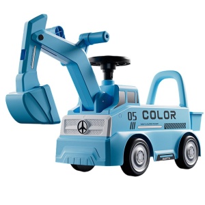 Excavator Manual pentru copii, 3 ani, Sport, Claxon, Cutie Depozitare, Lumini, Scaun, 62x26x47 cm, Albastru - Img 3