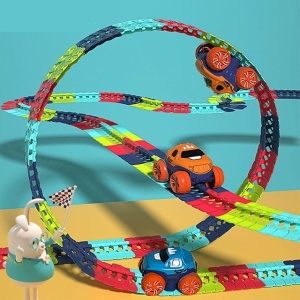 Jucarie de Constructie RollerCoaster, 138 de Piese, 41.5x31x7 cm, cu Masini, Multicolor - Img 5