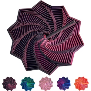 Jucarie Decompresie, Model Stea 3D, DuoChrome, Maner Spirala, Turn Magic Geometric, Multiple Forme, Anti-stress, 11 cm, Negru/Rosu - Img 2