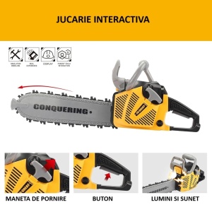 Jucarie Fierastrau Electric pentru Copii, cu Sunete si Lumini, Joc de Rol Interactiv, +3 Ani, 43 x 10 x 18.5 cm, Portocaliu - Img 4