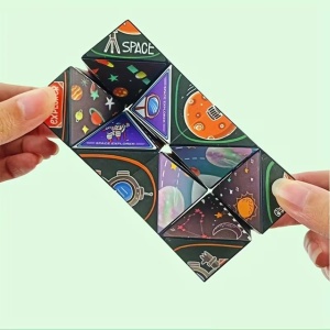 Jucarie Interactiva, 3D Cub Rubik, Diferite Forme, Anti-stress, Tema Spatiu Cosmic, Multicolor - Img 5
