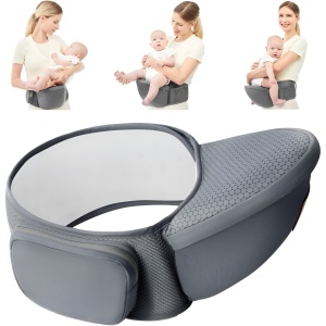 Marsupiu Ergonomic 3in1, pentru Bebelusi si Copii, 0-36 Luni, Bretele Reglabile pentru Umar si Sold, Inchidere Catarama, 125x25x14 cm, Gri - Img 6