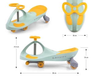 Milly Mally, Gravity, masinuta gravitationala fara pedale, Lime-Galben - Img 2