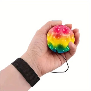 Minge Saltareata Hiperelastica, Space Moon Ball foarte Elastica, Antistress pentru Copii, Diametru 66 mm, Multicolor Galben - Img 3