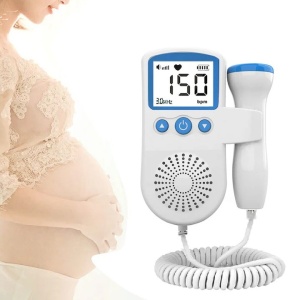 Monitor Fetal Doppler, Monitorizare Sarcina, Ritm Cardiac, Ecran LCD 4.5 cm, 2 x Baterii AA (neincluse), Portabil, din ABS, 12.8 x 9.6 x 3 cm, Utilizare de la 9 Saptamani, Albastru - Img 2