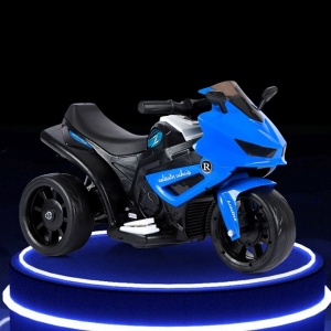 Motocicleta Electrica cu 3 Roti, Acumulator Încarcare, Anti-Rasturnare, Lumini, Sunete, Off-Road, Baterie 6V 4.5Ah, 66x34x43cm, Albastru - Img 4