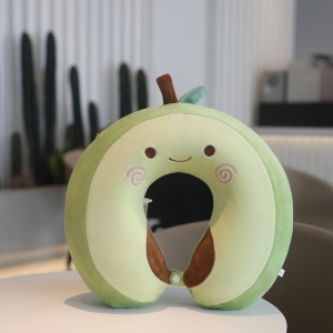 Perna de Calatorie in Forma de U, Pentru Gat si Cap, Umplutura din Spuma cu Memorie, 30x30 cm, Model Avocado, Accesoriu de Voiaj, Birou, Masina, Sistem Prindere Capse, Verde - Img 4