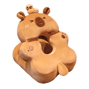 Perna din Spuma, pentru Birou, Calatorii, Model Capybara, Lavabila, Umplutura de Bumbac, Spatiu Cap in Forma de 8, 30x35x30 cm, Portocaliu - Img 5