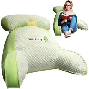 Perna Multifunctionala, Spatar pentru Pat, Protectie Lombara, Marime Medie, 60 x 40 cm, din Plus, Model Dinozaur, Verde - Img 2