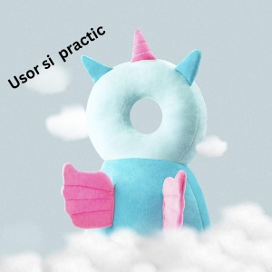 Perna tip Rucsac pentru Protectia Capului, Tetiera tip Unicorn, pentru Bebelusi, Albastru - Img 6