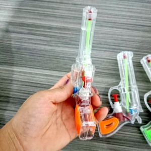 Pistol cu Apa, pentru Copii, din Plastic, 16 x 5 x 2 cm, Transparent/Portocaliu - Img 2