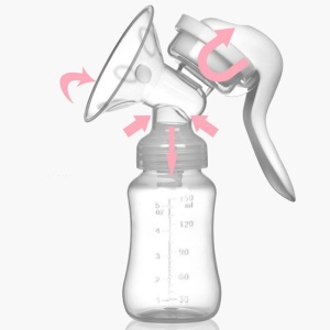 Pompa de San Manuala Multifunctionala, Portabila, cu Tetina pentru Biberon, Anti-Scurgere, Anti-Reflux, 18.5x6 cm, 150 mL, Silicon, Recipient - Img 3