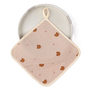 Prosop Absorbant, din Bumbac, 25 x 25 cm, Model Ursuleti, cu Agatatoare, Crem - Img 6
