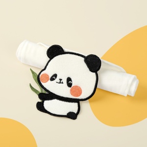 Prosop Absorbant, din Bumbac, pentru Bebelusi, 19x28 cm, Model Panda, Alb - Img 2