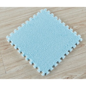 Set 10 Piese Covor tip Puzzle, Spuma EVA, Pufos, 30 x 30 x 1 cm, Baby Blue - Img 5