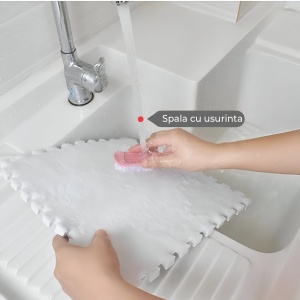 Set 10 Piese Covor tip Puzzle, Spuma EVA, Pufos, 30 x 30 x 1 cm, Crem - Img 6